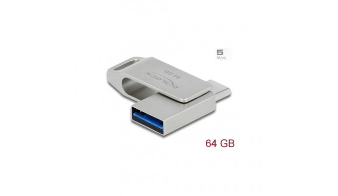 Delock USB 3.2 Gen 1 USB-C™ + Type-A Memory Stick 64 GB - Metal Housing