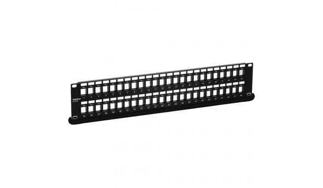 Paneel RJ45 Cat5e/Cat6/Cat6a 48 port 2U must tühi varjestamata