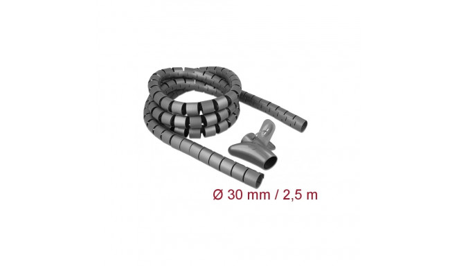 Delock Spiral Hose with Pull-in Tool 2.5 m x 30 mm grey