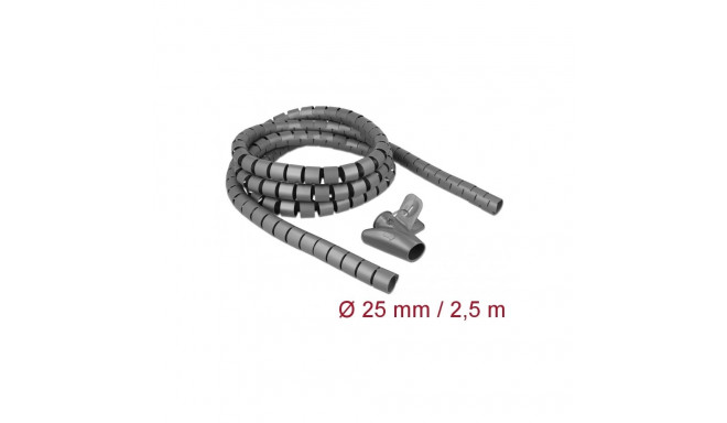 Delock Spiral Hose with Pull-in Tool 2.5 m x 25 mm grey