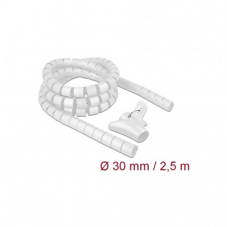 Juhtmete korrastaja plastikust 2.5m koos sidujaga, 30mm, valge