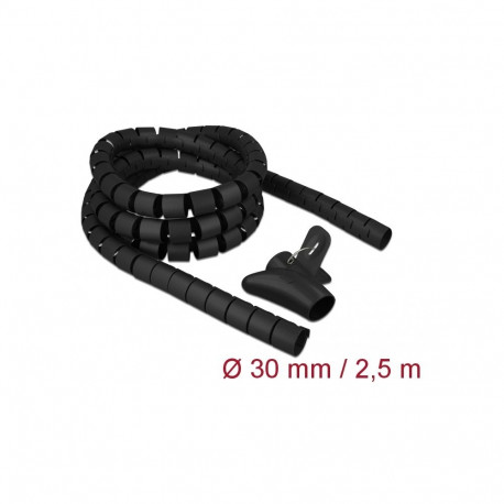 Juhtmete korrastaja plastikust 2.5m koos sidujaga, 30mm, must