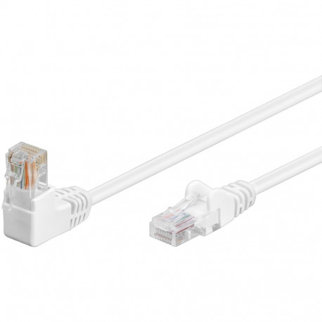 Võrgukaabel Cat5e UTP 3.0m, valge, (1x90° nurgaga üles), CCA