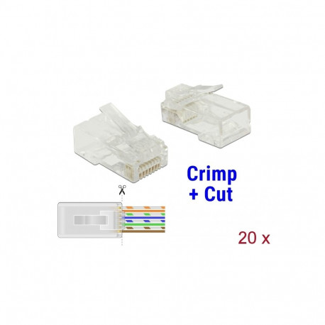 Modularpistik RJ45 Cat5e UTP,läbivate soontega, ühekiulisele/mitmekiulisele kaablile 24-26 AWG D: 5.