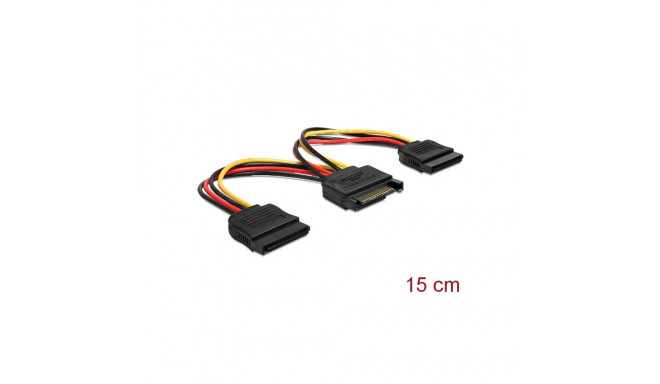 SATA Toitekaabel 15pin - 2x SATA 15 pin, 0.15m, sirge