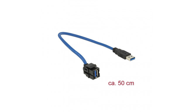 Delock Keystone Module USB 3.0 A female > USB 3.0 A male 250° with cable