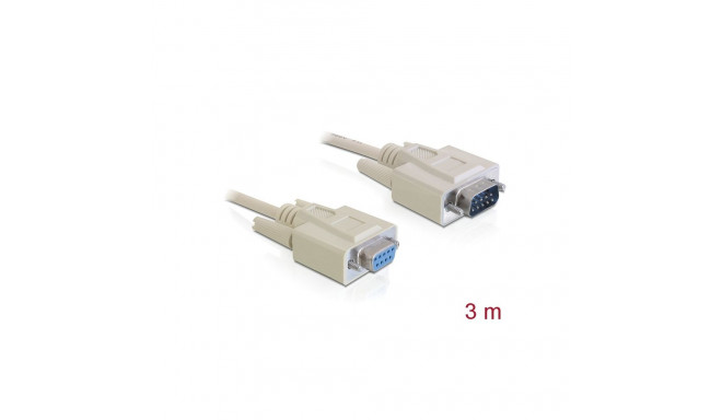 Delock Cable Serial RS-232 Sub-D9 male > RS-232 Sub-D9 female 3 m extension