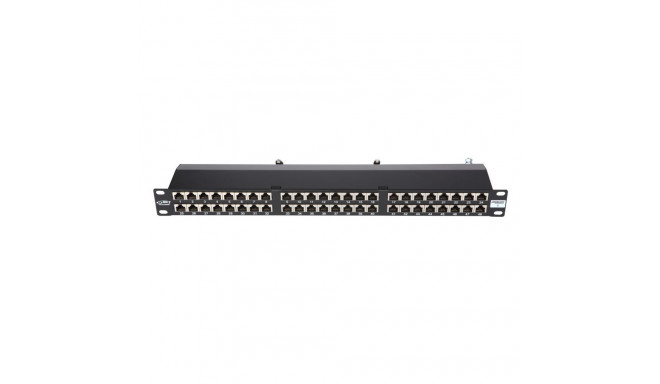 19´ Patch Panel, 48xRJ45, shielded, Cat6, 1U, black, cable organizer