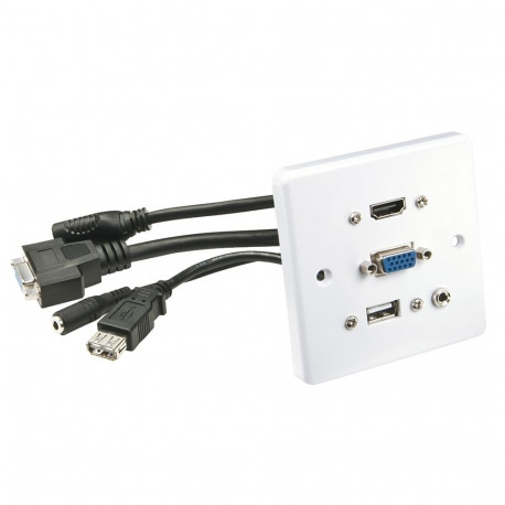 Multi AV Faceplate, HDMI, VGA, 3.5mm & USB, Plastic
