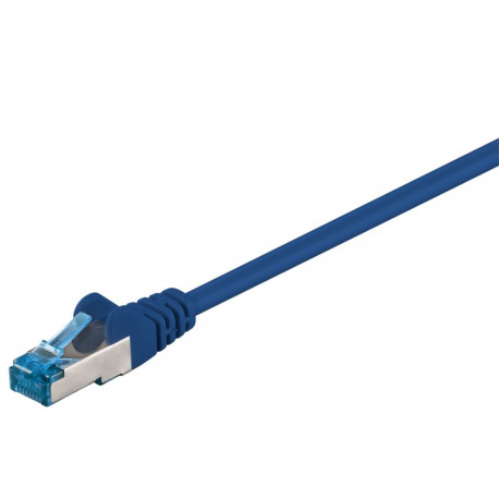 Cat6a Network cable, LS0H S/FTP 2x shielded: PIMF + braid shield 2xRJ45 plug blue 1.5m