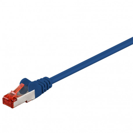 Cat6 Network cable, LS0H, S/FTP 2x shielded: PIMF + braid shield 2xRJ45 plug blue 0.25m