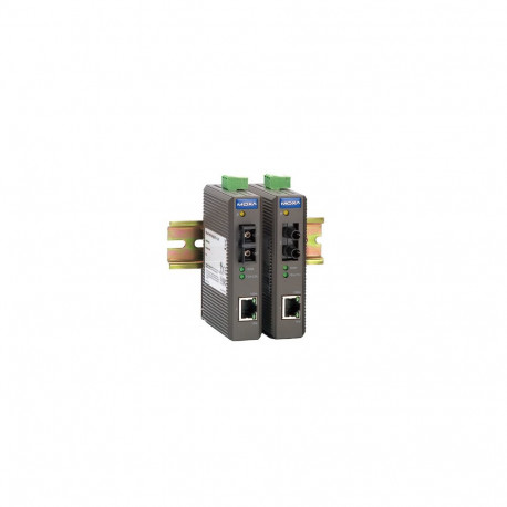 Industrial 10/100BaseT(X) to 100BaseFX media converter, multi mode, ST fiber connector, -10 to 60°C