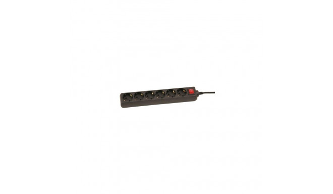 Extension cord 1,5m 6 sockets+switch black