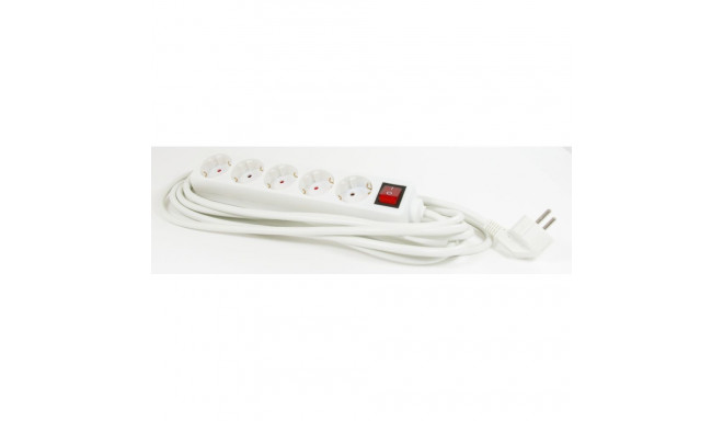 Extension cord 3,0m 5 sockets+switch white 1,5mm