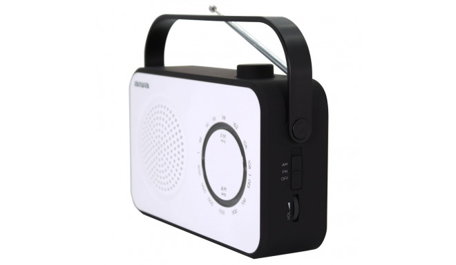 Portable Radio FM/AM with 3.5mm Jack, White