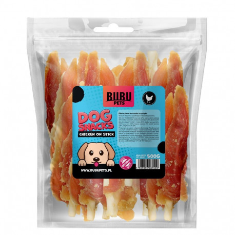 Bubu Pets soft chicken breast on rawhide sticks 500g