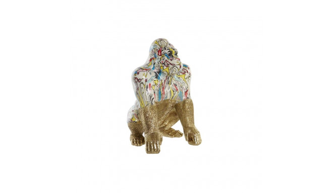 Dekoratiivkuju DKD Home Decor 28,5 x 26,5 x 41 cm Kuldne Mitmevärviline Gorilla