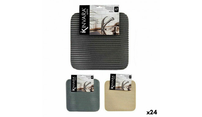 Non-slip Mat 32 x 32 cm Set 2 Pieces Plastic (24 Units)