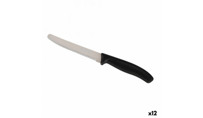 Knife Set Quttin Black Silver 6 Pieces 21,2 cm (12 Units)