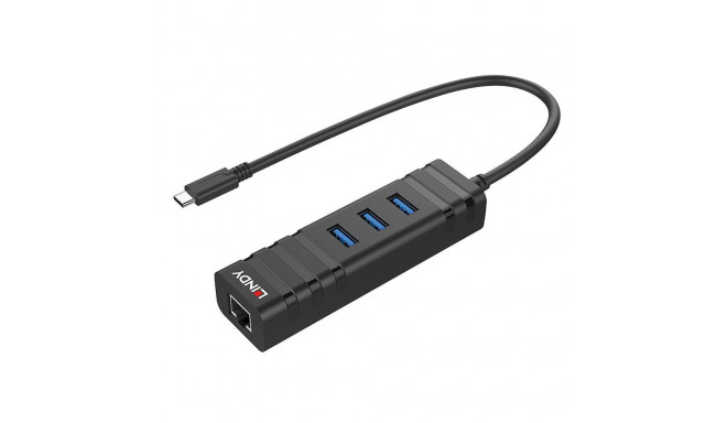 USB-jaotur LINDY 43249 Must