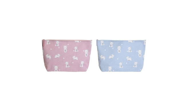 Travel Vanity Case DKD Home Decor Blue Pink polialgodon osos 33 x 8 x 21 cm (2 Units)