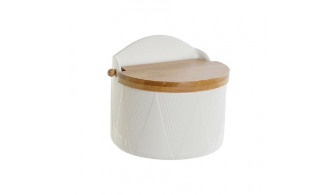 Salt Shaker with Lid DKD Home Decor White Natural Bamboo Porcelain 12 x 10 x 11 cm