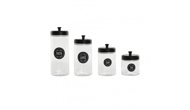 4 Tubs Home ESPRIT Black Metal Crystal 1 L 1,5 L 1,8 L 10,4 x 10,4 x 26,4 cm