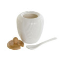 Молочник и сахарница DKD Home Decor Белый Натуральный Бамбук Фарфор 19,5 x 9 x 17 cm