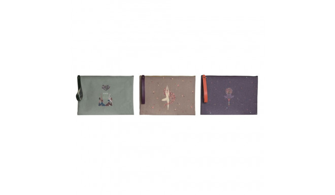 Несессер DKD Home Decor Коричневый Зеленый Бордовый Полотно Yoga 31 x 1 x 21 cm (3 штук)