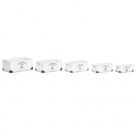 Set of decorative boxes Home ESPRIT Sanderford White Fir wood 35 x 22 x 15 cm (5 Pieces)