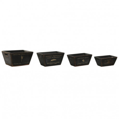 Ящики для хранения Home ESPRIT Чёрный древесина ели 34 x 26 x 18 cm 4 Предметы