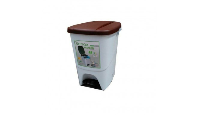 Pedal bin Denox White Brown Rectangular 25 L