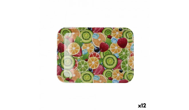 Breakfast tray Quid Habitat Multicolour Plastic 28 x 20 x 1,5 cm With handles Fruits (12 Units)