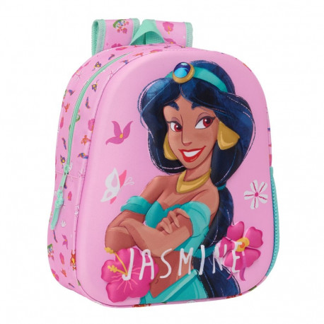3D-Laste seljakott Disney Princess Jasmine Roosa 27 x 33 x 10 cm