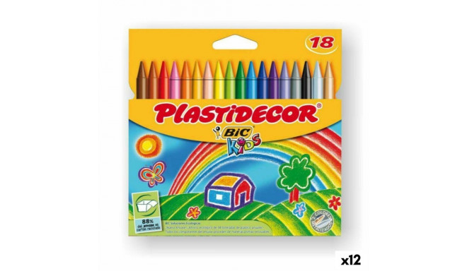 Coloured crayons Plastidecor Multicolour (12 Units)