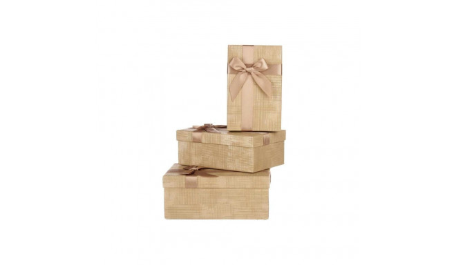 Set of decorative boxes Pincello 139 Beige Natural Cardboard Stripes Lasso 3 Pieces