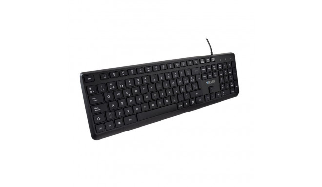 Klaviatuur V7 KU350ES Must Hispaaniakeelne Qwerty