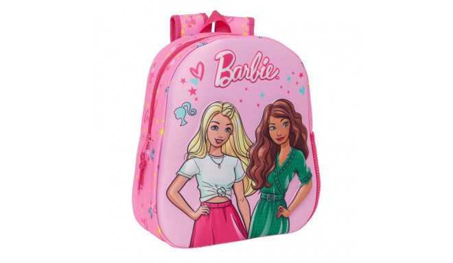 3D skolas soma Barbie Rozā Fuksija 27 x 33 x 10 cm