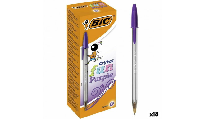 Biro pastapliiatsite komplekt Bic Cristal Fun Lilla 1,6 mm (18 Ühikut)