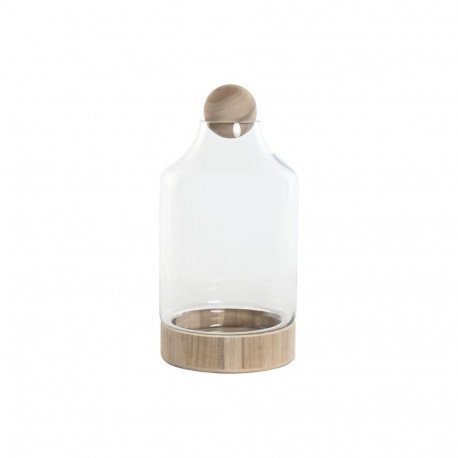 Vase Home ESPRIT Transparent Natural Wood Crystal 21 x 21 x 42 cm