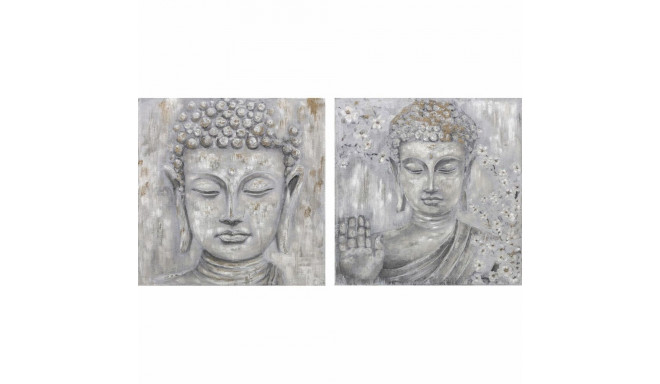 Painting DKD Home Decor 100 x 2,4 x 100 cm Buddha Oriental (2 Units)