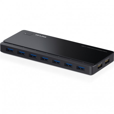 TP-LINK 7-Port-USB-3.0-Hub mit 2 Ladeports (UH720), USB-Hub schwarz, inkl. Netzadapter