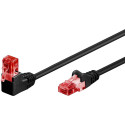 CAT 6 patchcable 1x 90°angled, U/UTP, black 3.0m