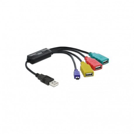USB 2.0 hub: 4 porti: 3 USB A (F) + Mini B (M), 0.35m kaablitega