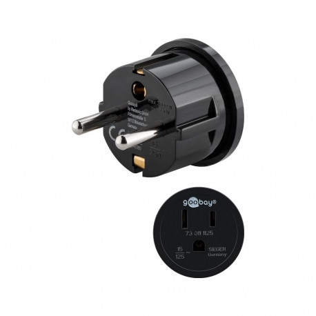 Power adapter Safety plug (Type F, CEE 7/4) > US/Japanese female (Type B, NEMA 5-15, 3-pin)