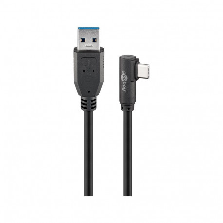 USB-C to USB A 3.0 cable, 3.0m, 90°, black