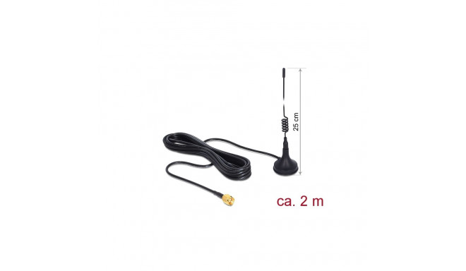 Delock GSM / UMTS Antenna SMA Plug 3 dBi omnidirectional fixed magnetic base black