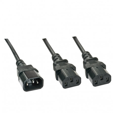 2m Y Extension Cable IEC C14 to 2 x IEC C13