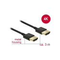 Delock Cable High Speed HDMI with Ethernet - HDMI-A male > HDMI-A male 3D 4K 3 m Slim High Quality