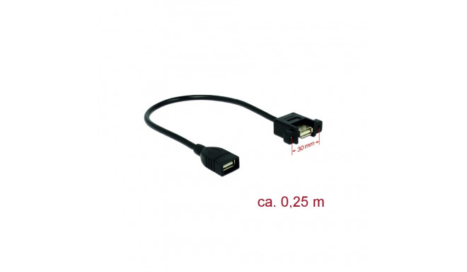Delock Cable USB 2.0 Type-A female > USB 2.0 Type-A female panel-mount 0.25 m